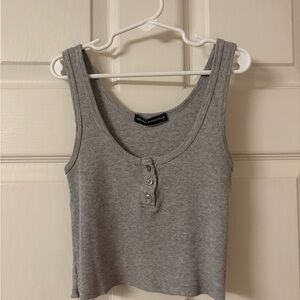 Gray Ribbed Tank Top